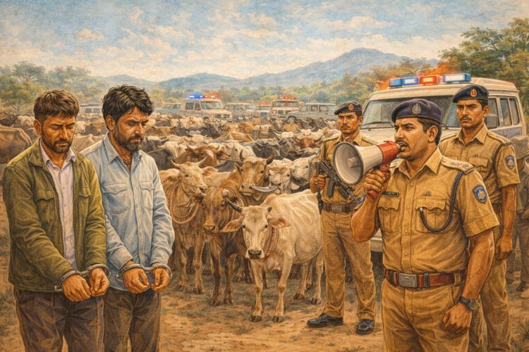 ऑपरेशन शंखनाद: जशपुर पुलिस ने गौ-तस्करों के मंसूबों पर फेरा पानी, 74 मवेशी मुक्त; दो आरोपी गिरफ्तार