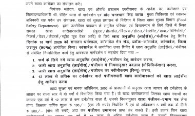 बिना लाइसेंस खाद्य कारोबार करने पर लगेगा 10 लाख तक का जुर्माना, जशपुर प्रशासन सख्त