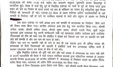 छत्तीसगढ़ आंगनबाड़ी कार्यकर्ता सहायिका संघ का प्रांताध्यक्ष चुनाव 20 सितंबर को, सर्वसम्मति न बनने पर निर्वाचन का फैसला